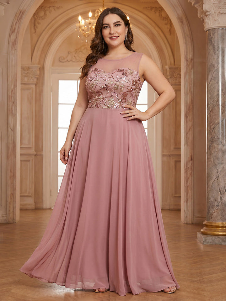 A-Line/Princess Scoop Plus Size Mother of the Bride Dresses Floor-Length Sleeveless Floral