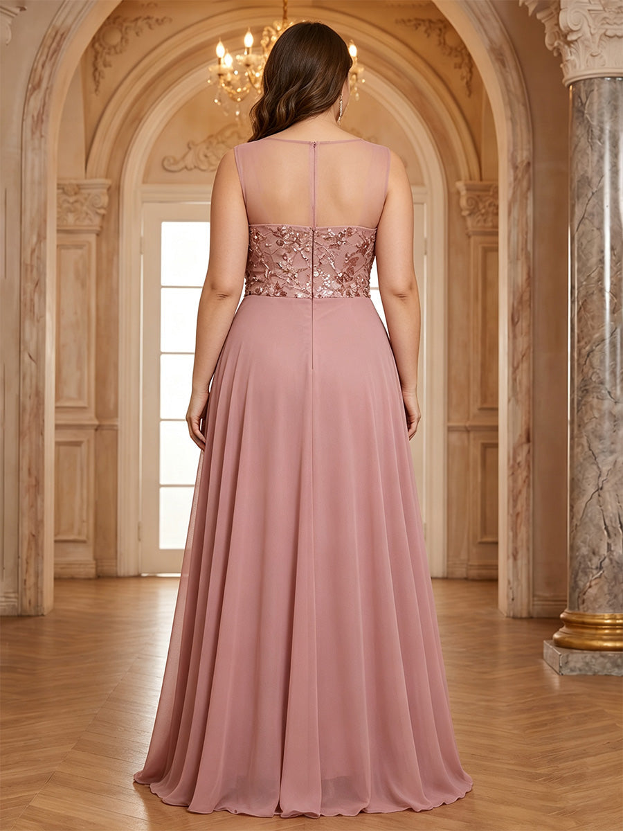 A-Line/Princess Scoop Plus Size Mother of the Bride Dresses Floor-Length Sleeveless Floral