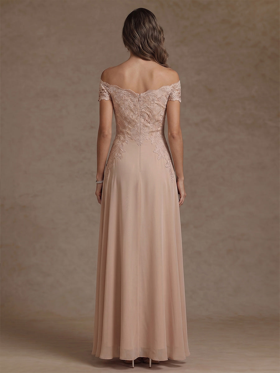 A-Line/Princess Off-the-Shoulder Chiffon Mother of the Bride Dresses Ankle-Length Sleeveless Lace