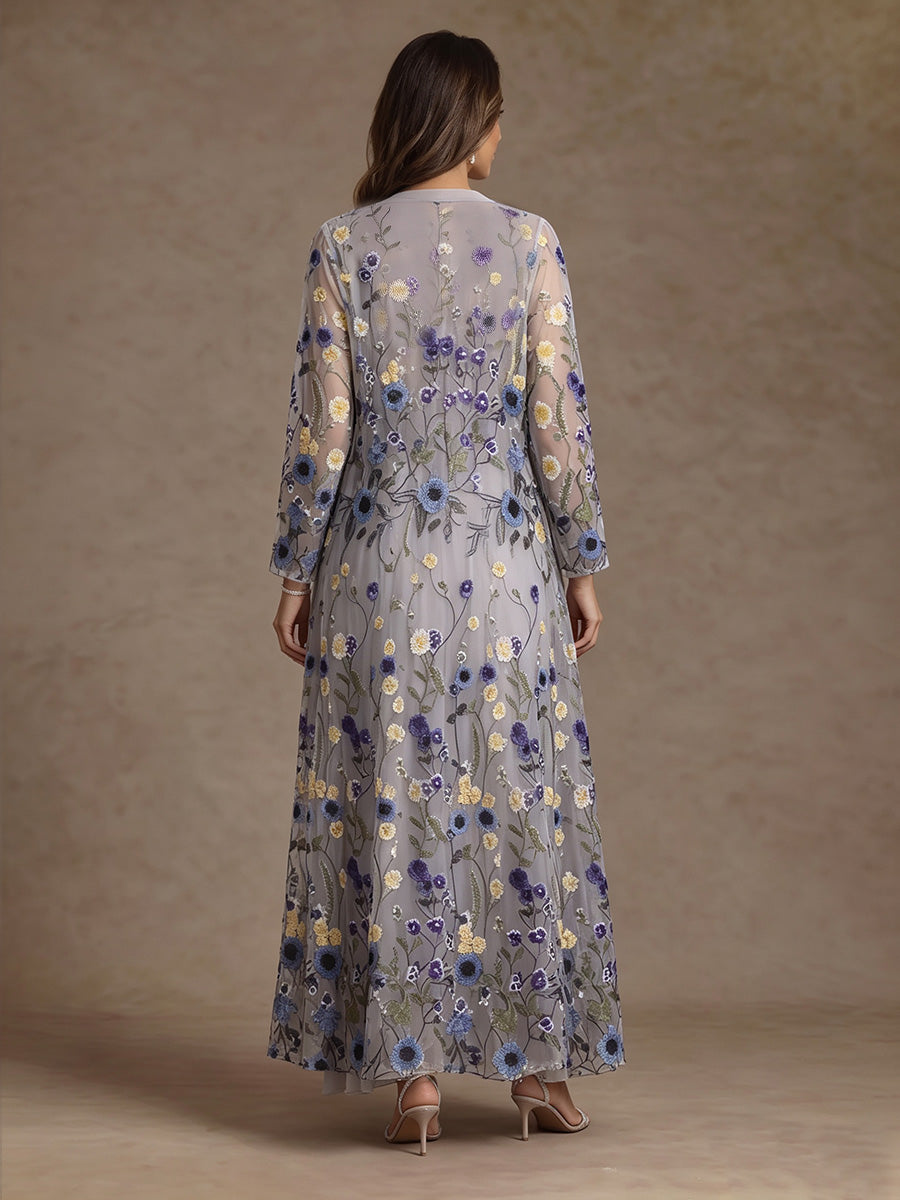 A-Line/Princess V-neck Chiffon Mother of the Bride Dress Tea-Length High-Low Long Sleeves with Jacket