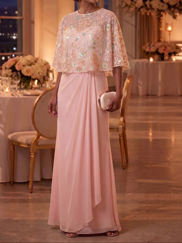 A-Line/Princess Spaghetti Straps Chiffon Mother of the Bride Dresses Ankle-Length Floral Sleeveless with Wrap