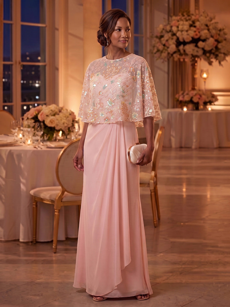 A-Line/Princess Spaghetti Straps Chiffon Mother of the Bride Dresses Ankle-Length Floral Sleeveless with Wrap