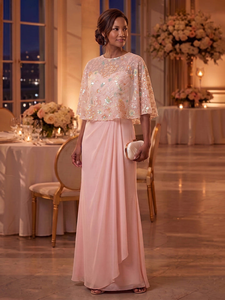 A-Line/Princess Spaghetti Straps Chiffon Mother of the Bride Dresses Ankle-Length Floral Sleeveless with Wrap