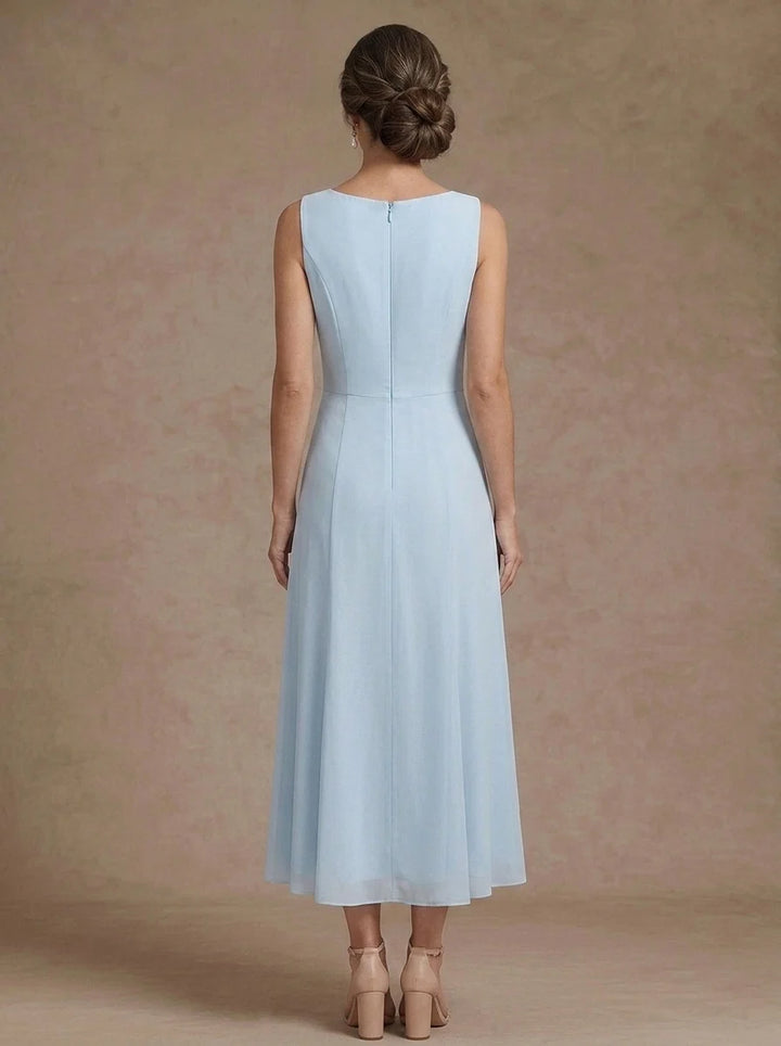 A-Line/Princess Scoop Chiffon Mother of the Bride Dresses with Jacket Tea-Length 3/4 Sleeves Floral Sequins