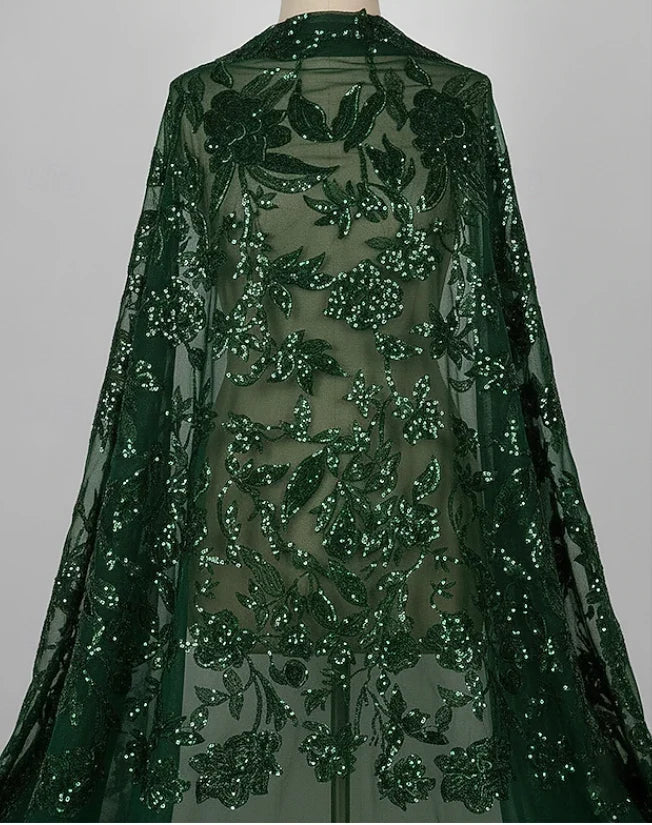 A-Line/Princess Scoop Satin Mother of the Bride Dresses with Overskirt 3/4 Sleeves Floor-Length Sequins