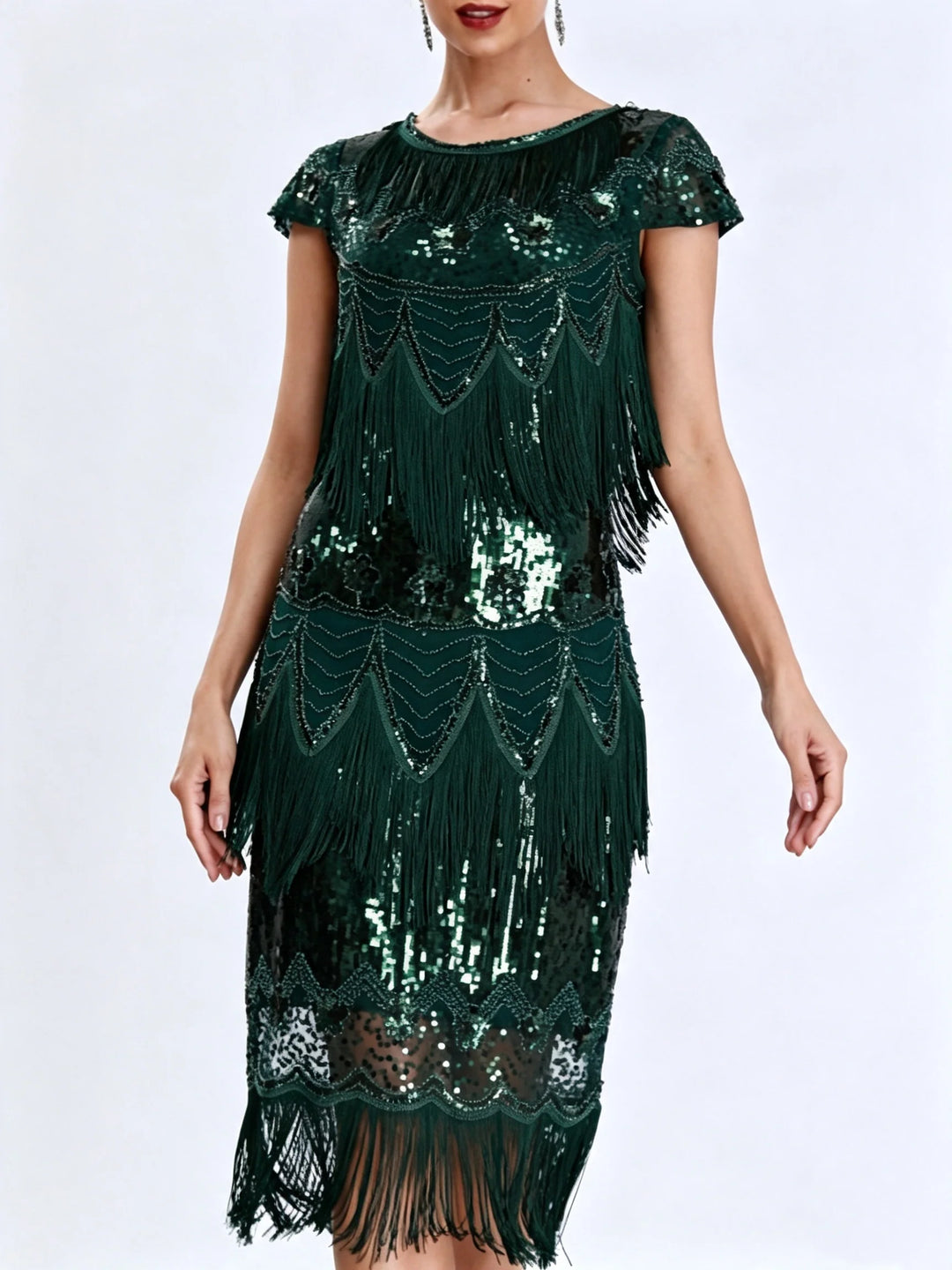 1920s Sheath/Column Scoop Vintage Tassels Costume Party Dresses Knee-Length Dresses