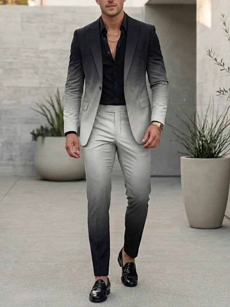 Men's 2 Pieces Single-Breasted One Button Suit Long Sleeves