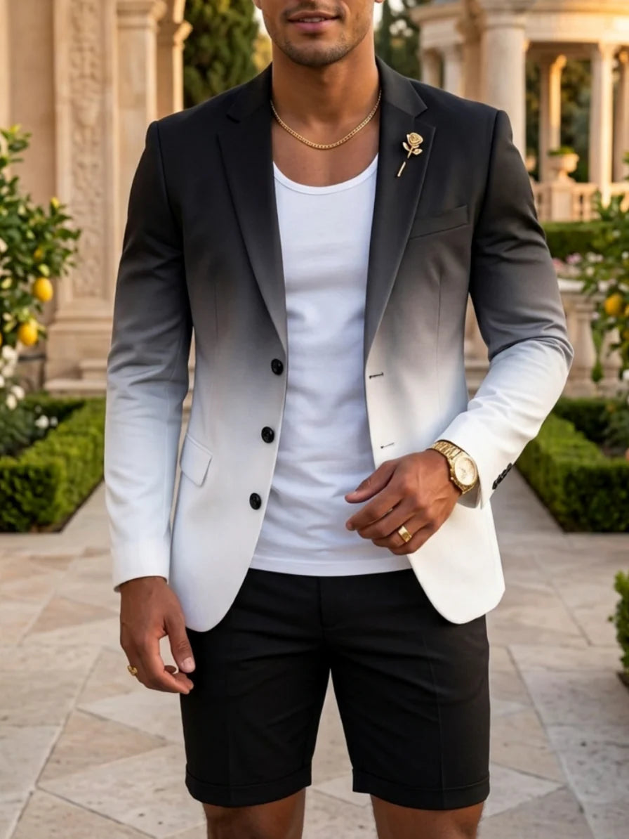 Men's 2 Pieces Single Breasted 3-Buttons Thin Suit Long Sleeves
