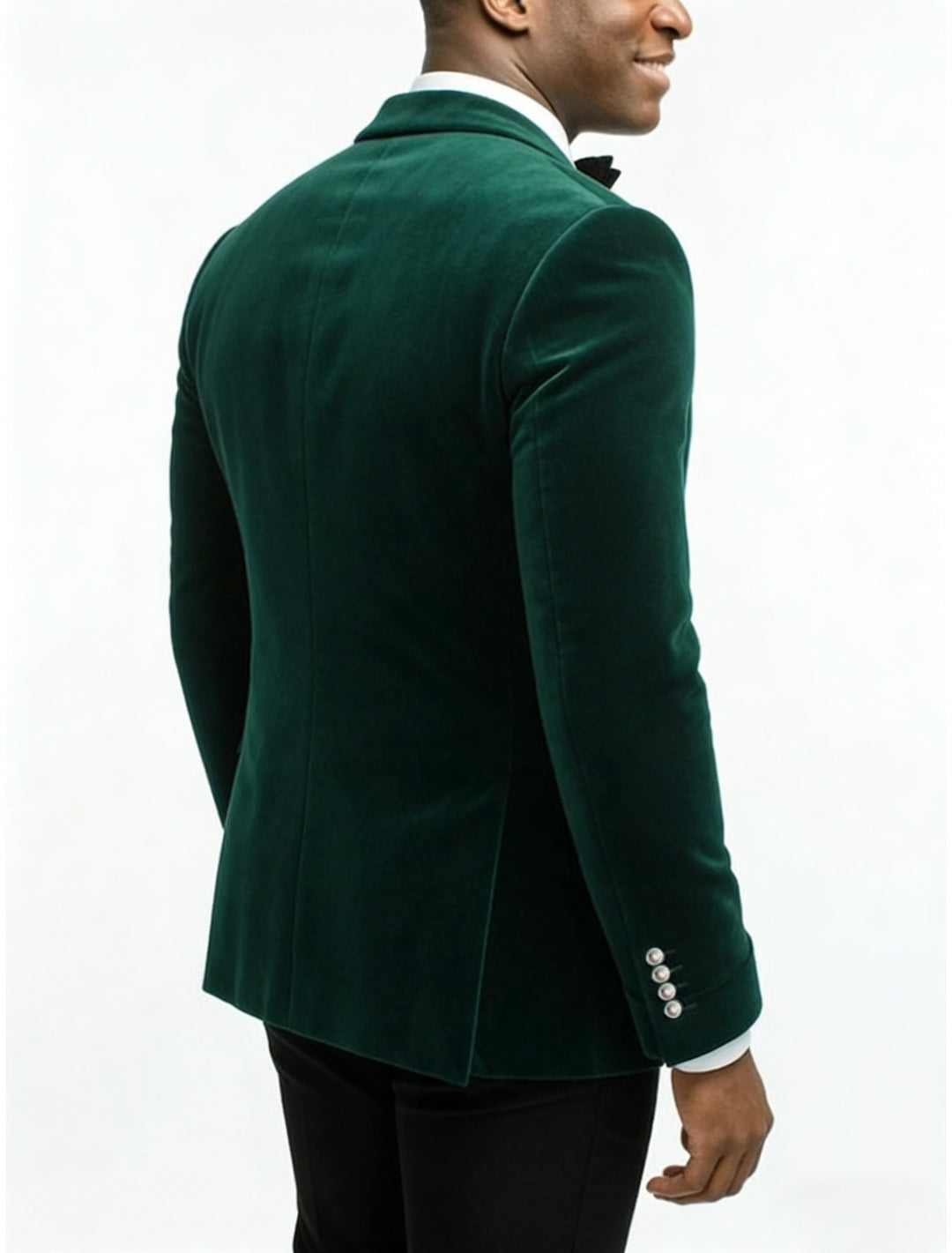 Green Men's Tailored Fit Single Breasted One-button Velvet Formal Jacket