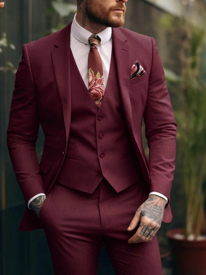 Men's Tailored Fit Single Breasted One-button 3 Pieces Wedding Suits