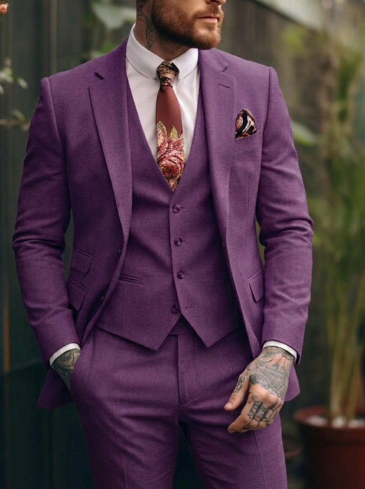 Men's Tailored Fit Single Breasted One-button 3 Pieces Wedding Suits