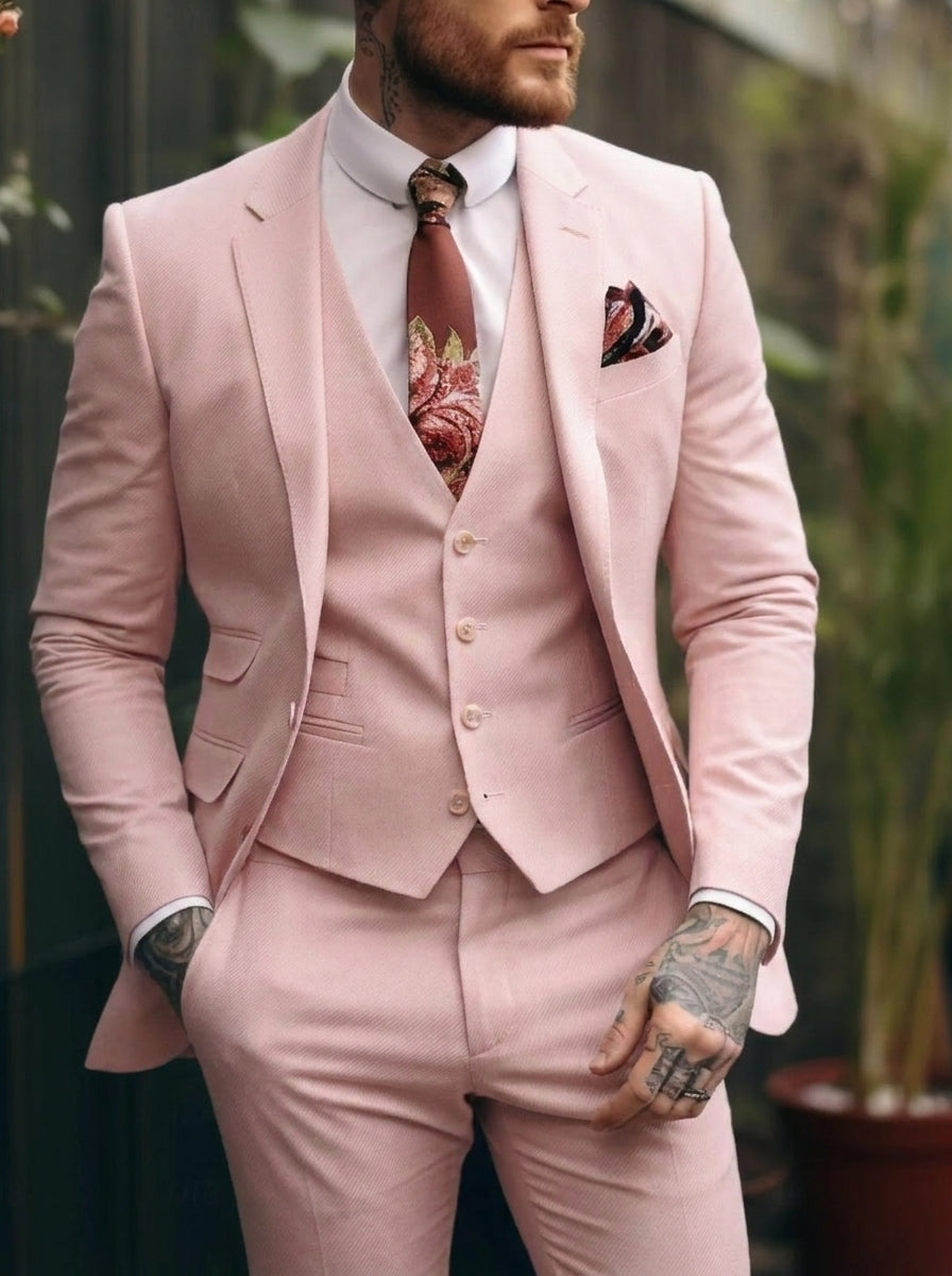 Men's Tailored Fit Single Breasted One-button 3 Pieces Wedding Suits