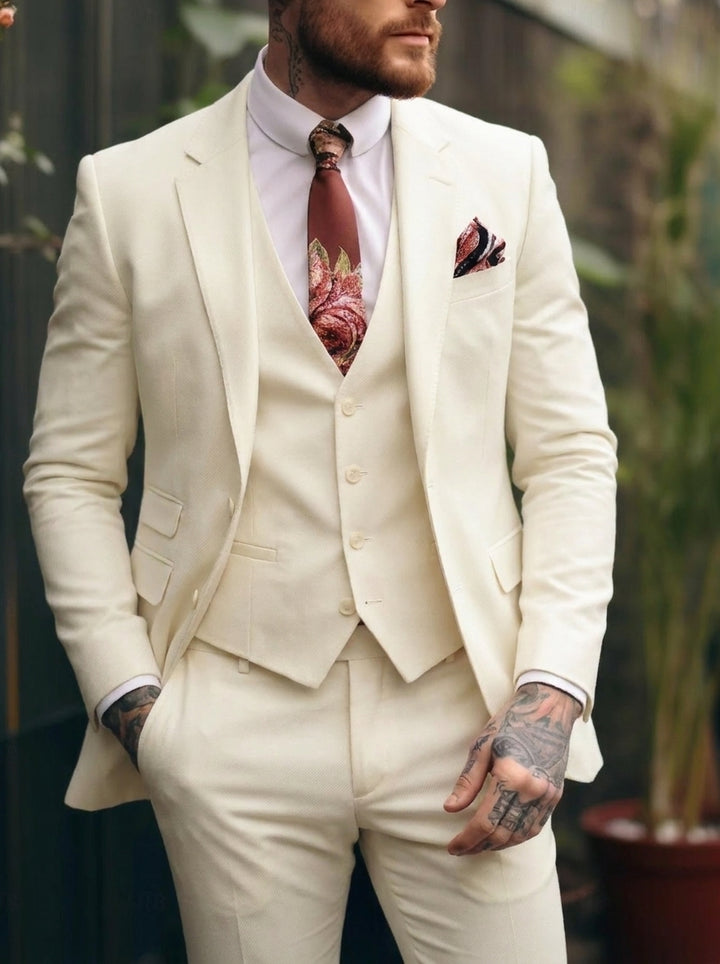 Men's Tailored Fit Single Breasted One-button 3 Pieces Wedding Suits