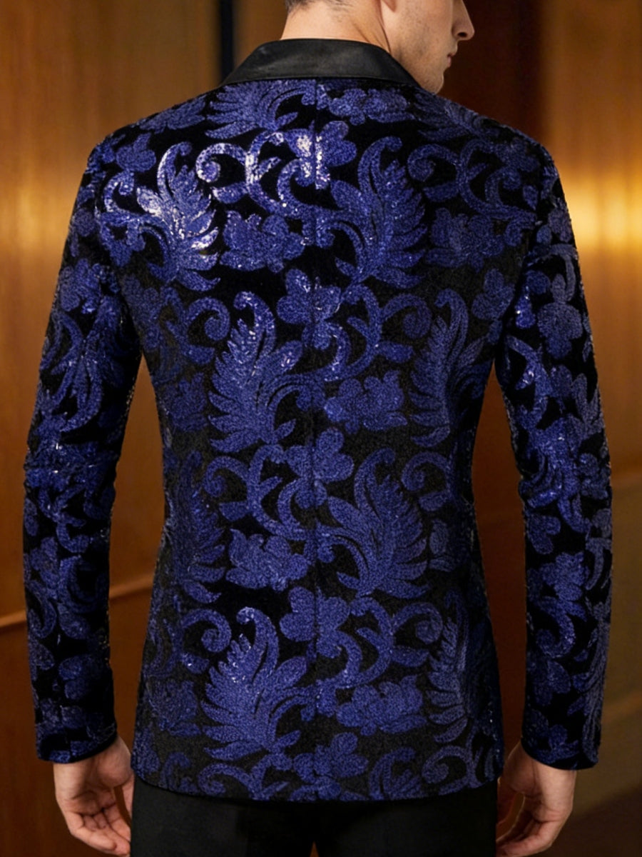 Men's Standard Fit Single Breasted One-button Party Jacket Sequins