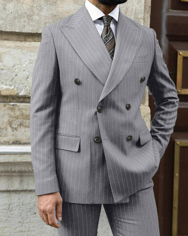 Men's Tailored Fit Double Breasted Six-buttons 2 Pieces Army Green Wedding Suits