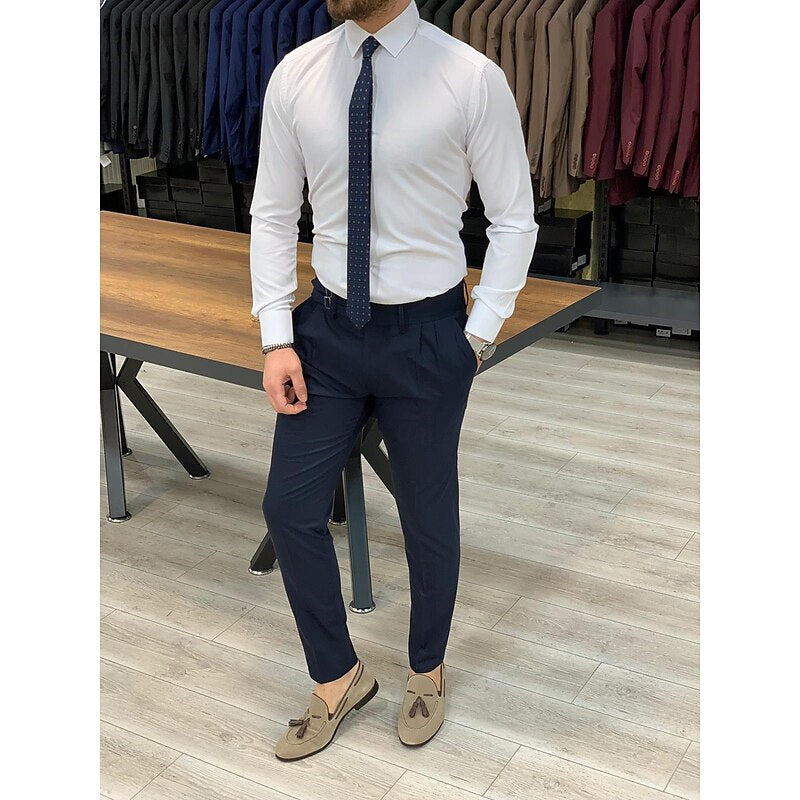 White Shirt Men's Standard Fit Long Sleeves  Solid Colour Shirt