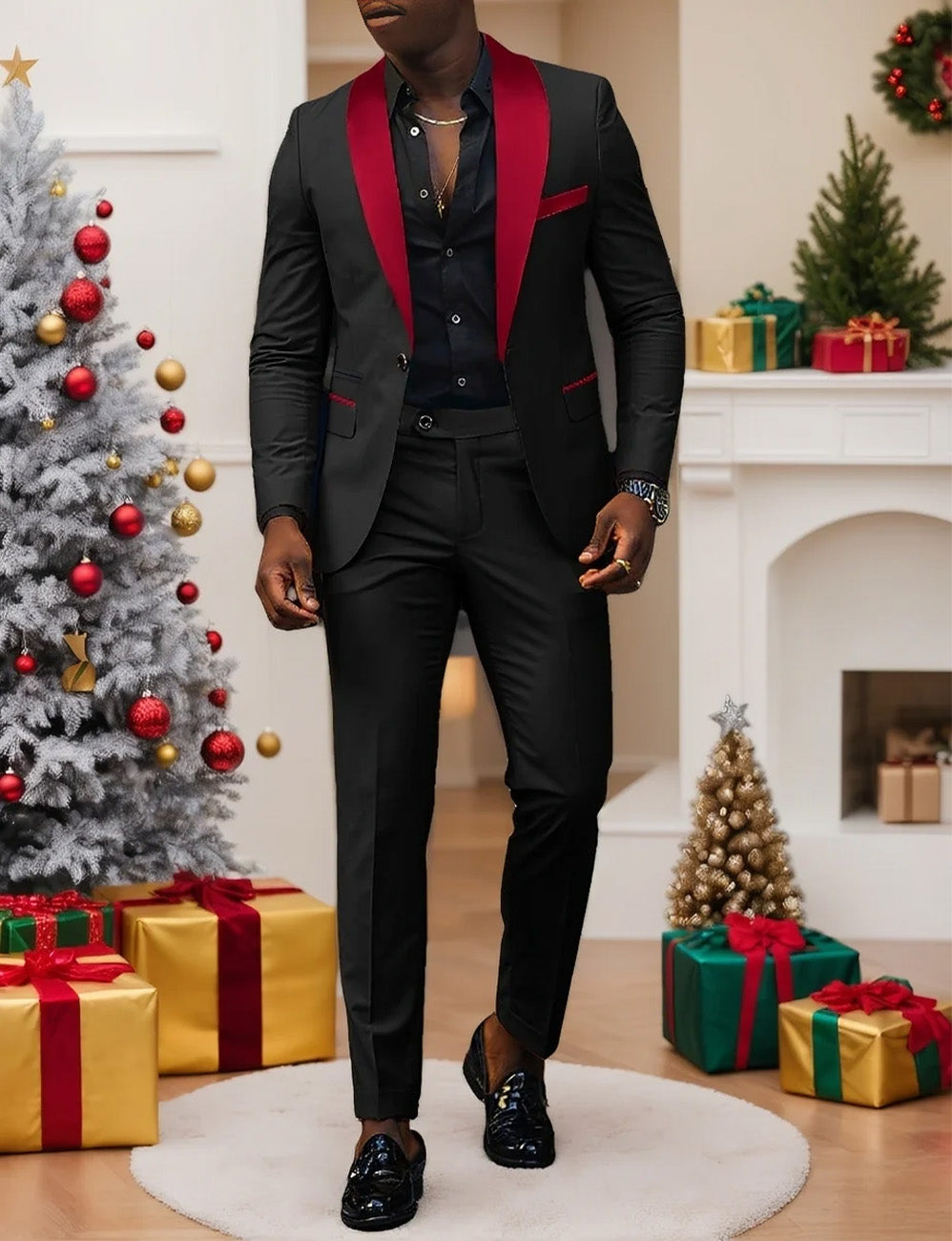 Dark Grey Men's Tailored Fit Single Breasted One-button 2 Pieces Prom Wedding Suits