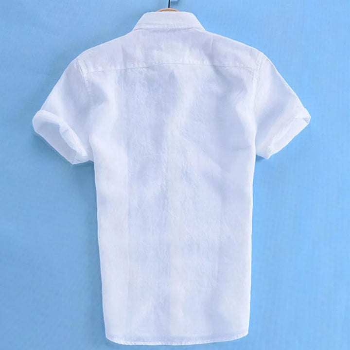Men's Casual Short Sleeves Solid Colour Cotton Shirt