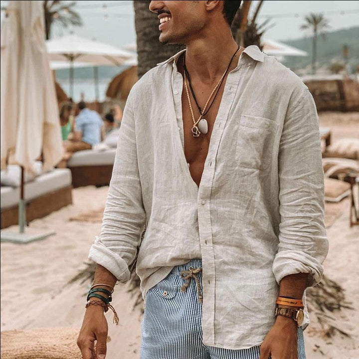 Men's Casual Long Sleeves Solid Colour Shirt