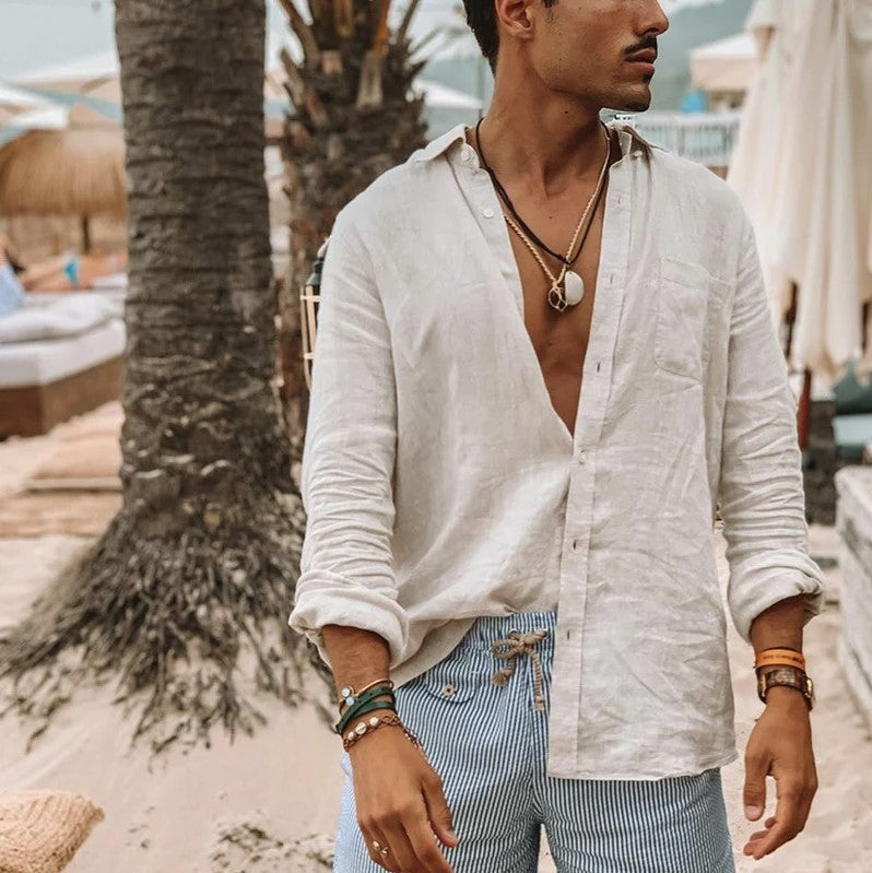 Men's Casual Long Sleeves Solid Colour Shirt