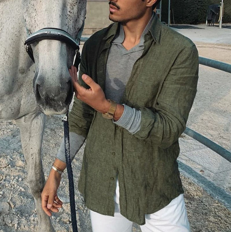Men's Casual Long Sleeves Solid Colour Shirt