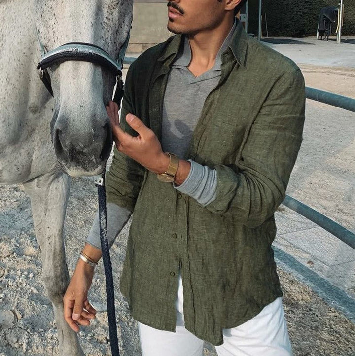 Men's Casual Long Sleeves Solid Colour Shirt