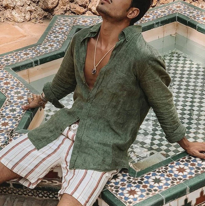 Men's Casual Long Sleeves Solid Colour Shirt