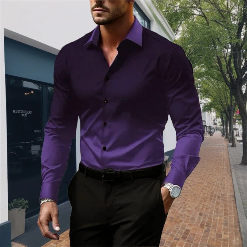 Men's Standard Fit Long Sleeves Casual Gradient Colour Shirt
