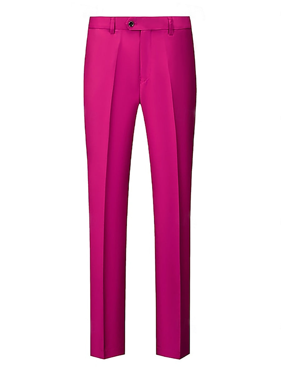 Fuchsia Men's Single Breasted Two-Buttons Standard Fit Solid Colour Beach Wedding Prom Party Suits