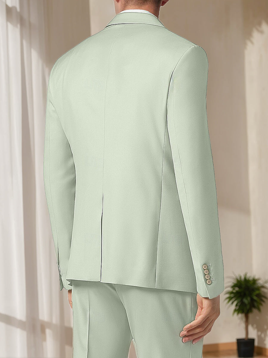 Men's Tailored Fit Single Breasted Two-Buttons Fashionable Solid Coloured Beach Wedding Prom Party Suits