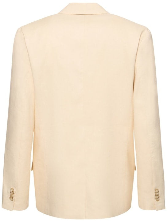 Men's Cream Single Breasted Four-buttons Peaked Lapel Casual Party Business Suits with Pockets