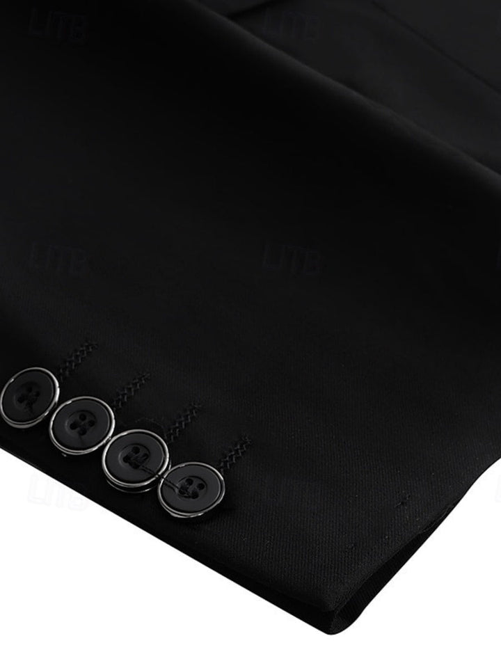 Men's Black Single Breasted Two-buttons Notched Lapel Wedding Prom Party Suits