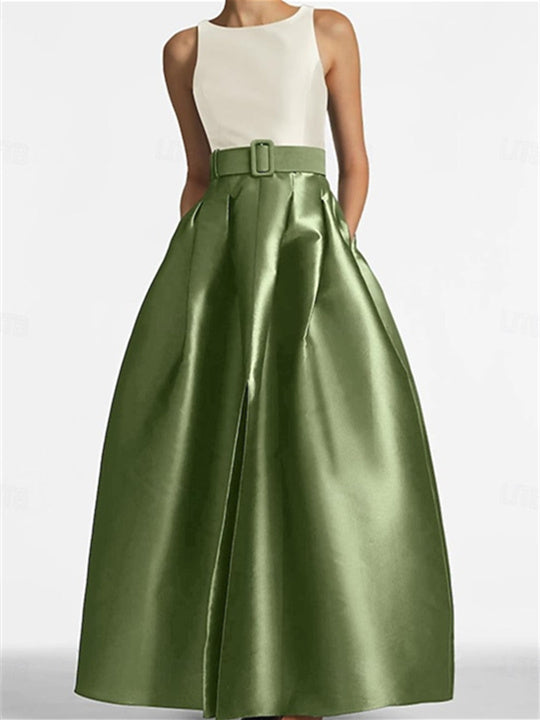 A-Line/Princess Scoop Sleeveless Floor-Length Mother of the Bride Dresses with Belt