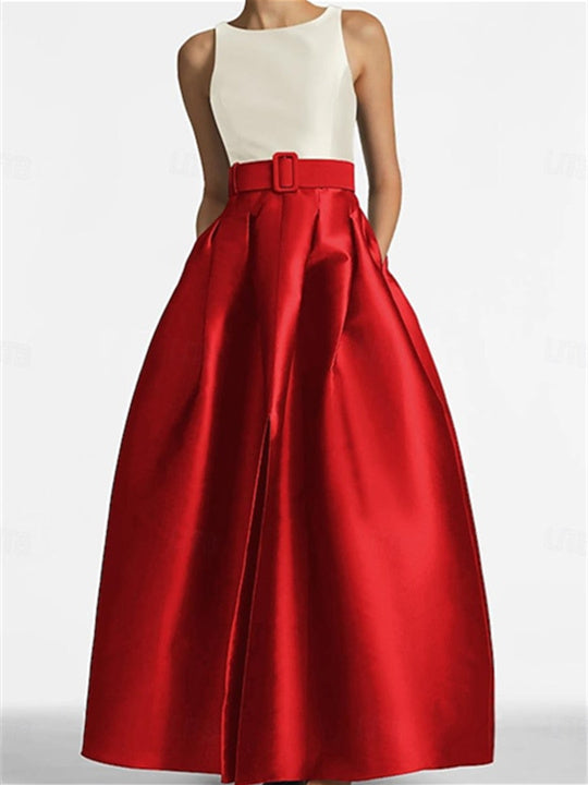 A-Line/Princess Scoop Sleeveless Floor-Length Mother of the Bride Dresses with Belt