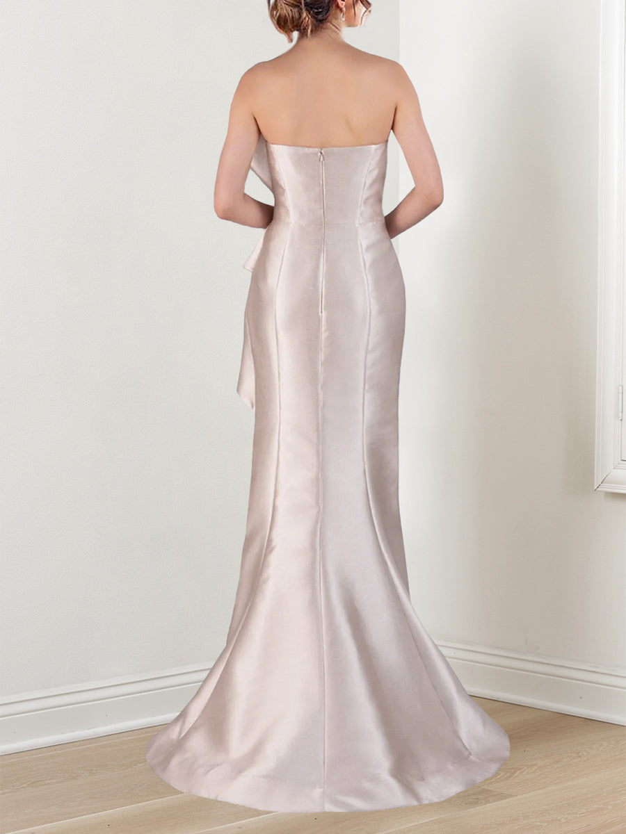 Trumpet/Mermaid Strapless Satin Evening Dresses With Beading