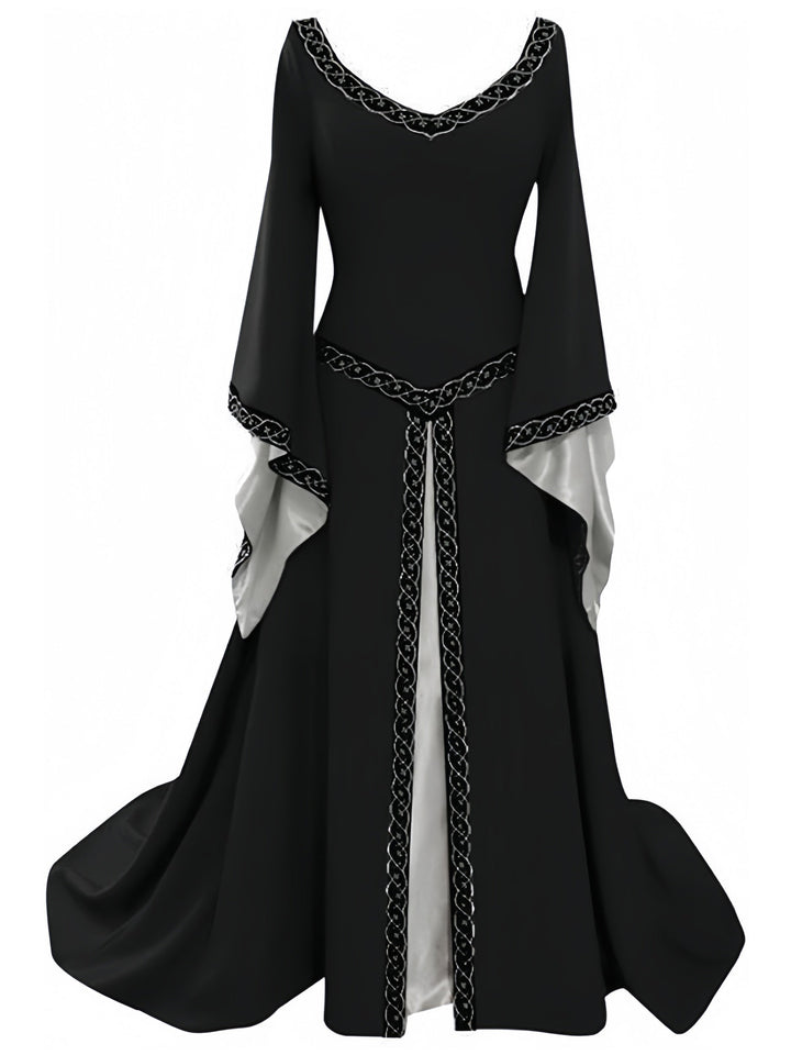 A-Line/Princess V-Neck Long Sleeves Asymmetrical Vintage Dress