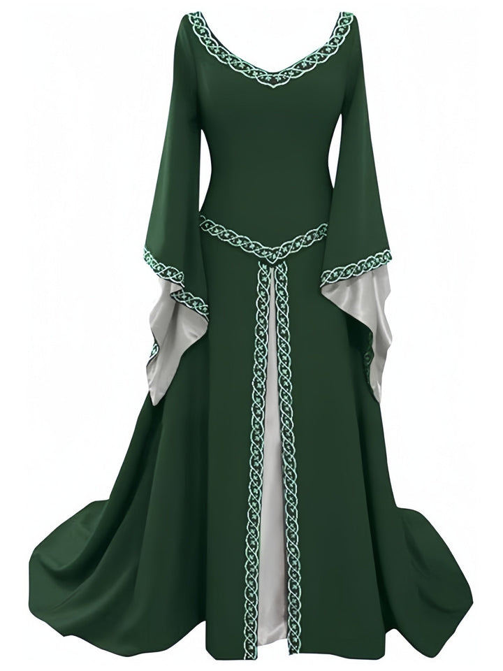 A-Line/Princess V-Neck Long Sleeves Asymmetrical Vintage Dress