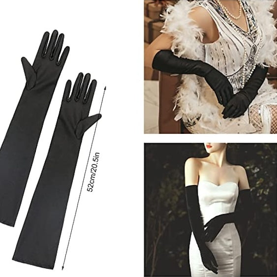 A-Line/Princess V-Neck Sleeveless Tea-Length Vintage Dress 6 PCS with Feather Headband Earings Necklace Gloves