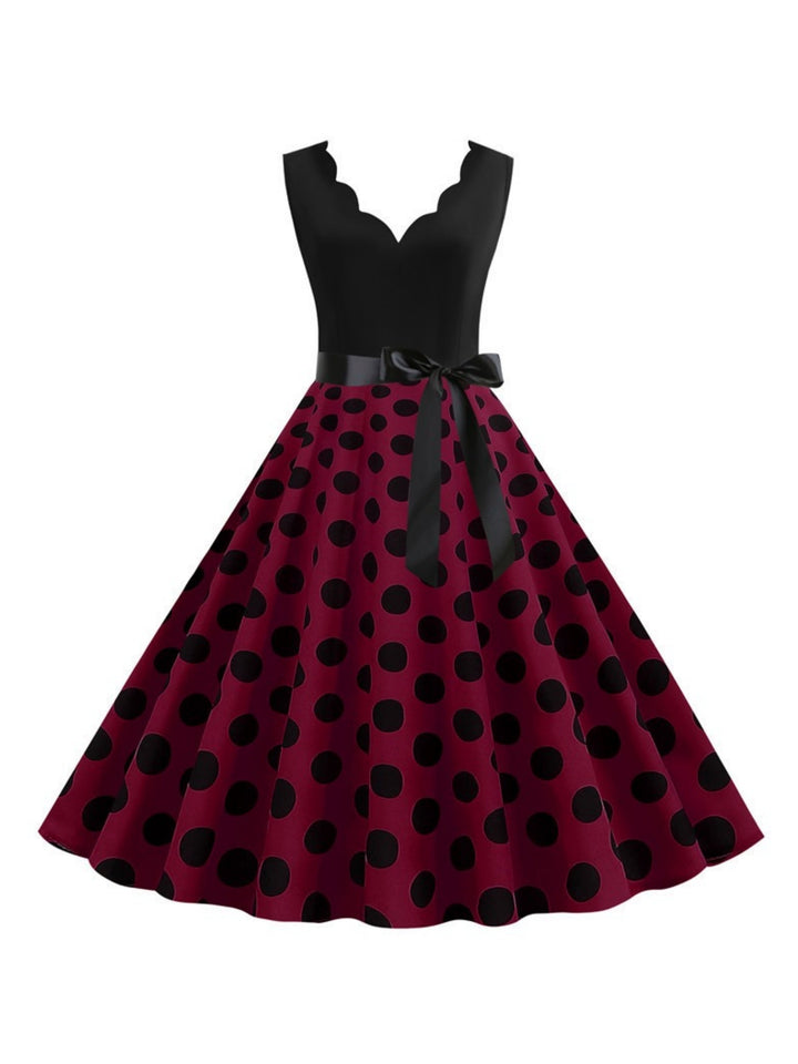 A-Line/Princess V-Neck Sleeveless Knee-Length Vintage Dress