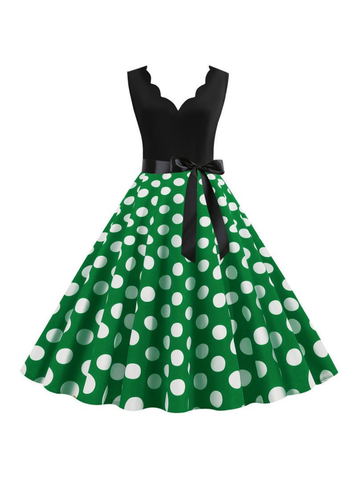 A-Line/Princess V-Neck Sleeveless Knee-Length Vintage Dress