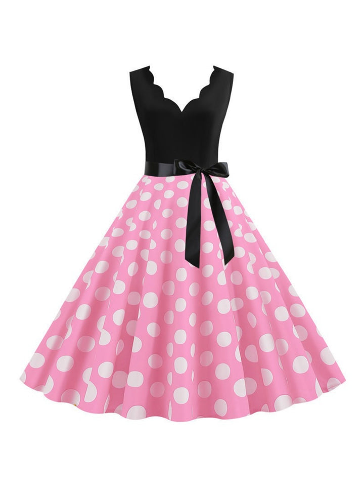 A-Line/Princess V-Neck Sleeveless Knee-Length Vintage Dress
