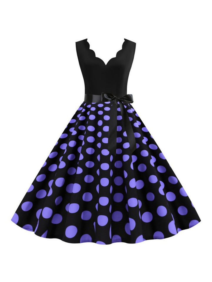 A-Line/Princess V-Neck Sleeveless Knee-Length Vintage Dress