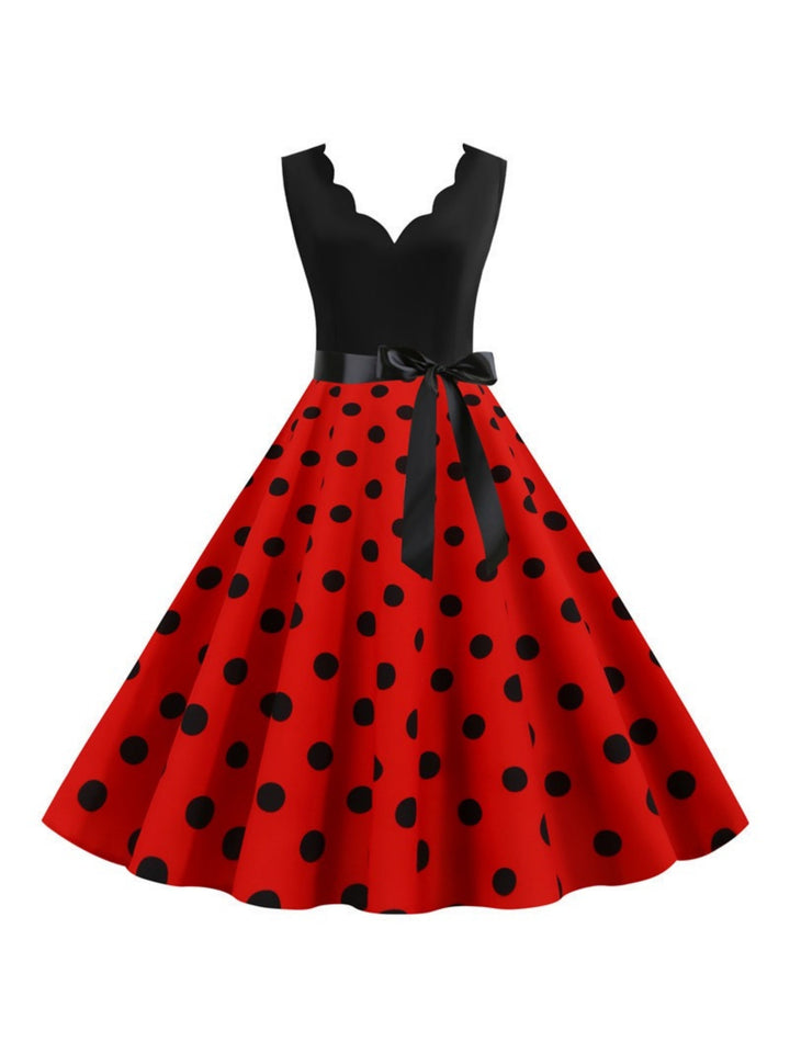 A-Line/Princess V-Neck Sleeveless Knee-Length Vintage Dress
