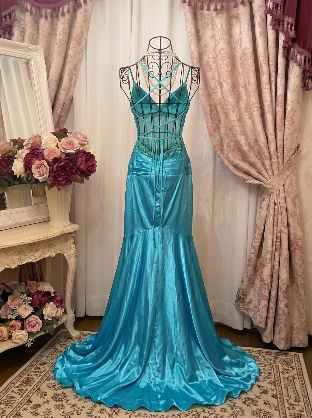 A-Line/Princess V-Neck Spaghetti Straps Sleeveless Asymmetrical Taffeta Prom Dresses with Ruffles &amp; Sequins