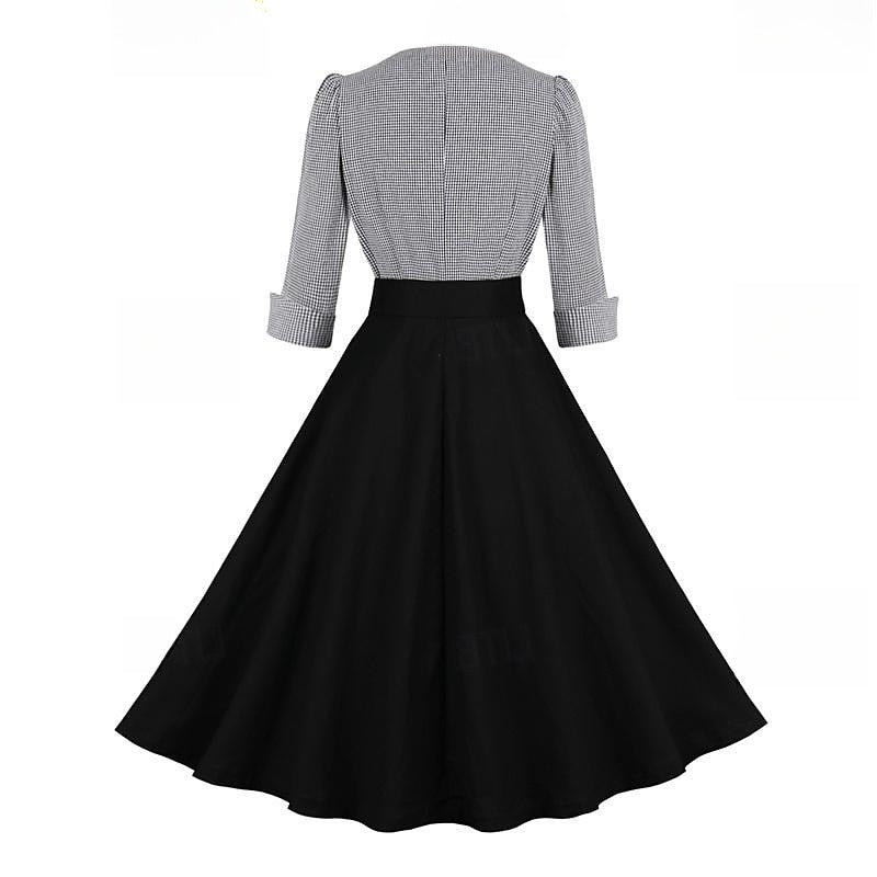 A-Line/Princess 1950s V-Neck Long Sleeves Vintage Dresses with Belt