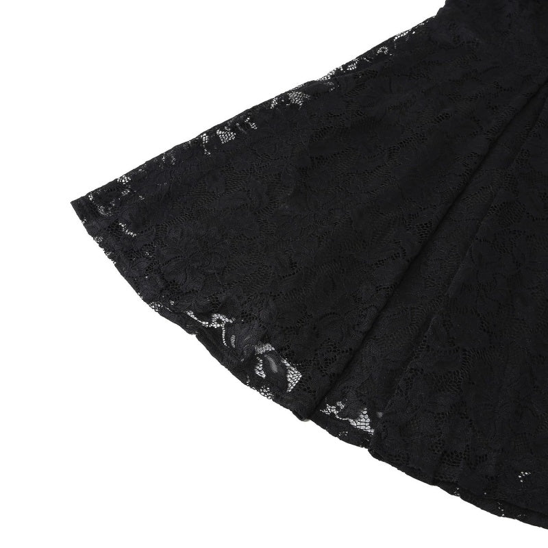 A-Line/Princess 1950s V-Neck Short Sleeves Vintage Dresses with Lace Appliques