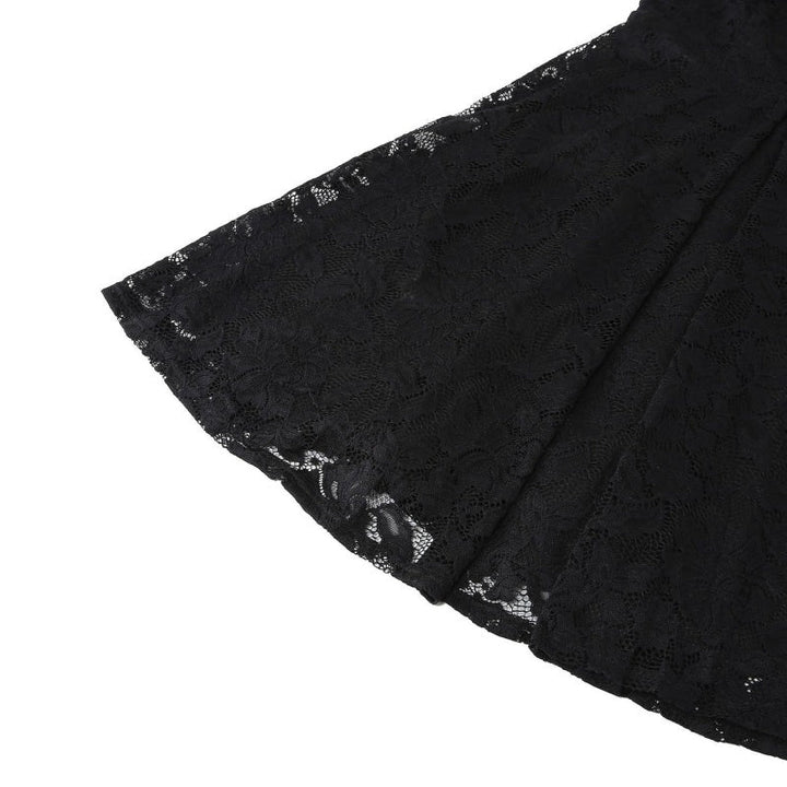 A-Line/Princess 1950s V-Neck Short Sleeves Vintage Dresses with Lace Appliques