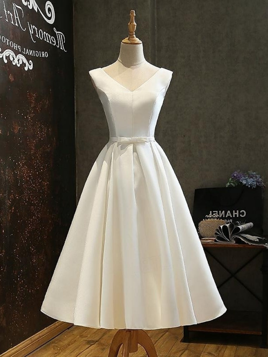 A-Line/Princess 1950s V-Neck Sleeveless Pleated Vintage Dresses with Bow Belt