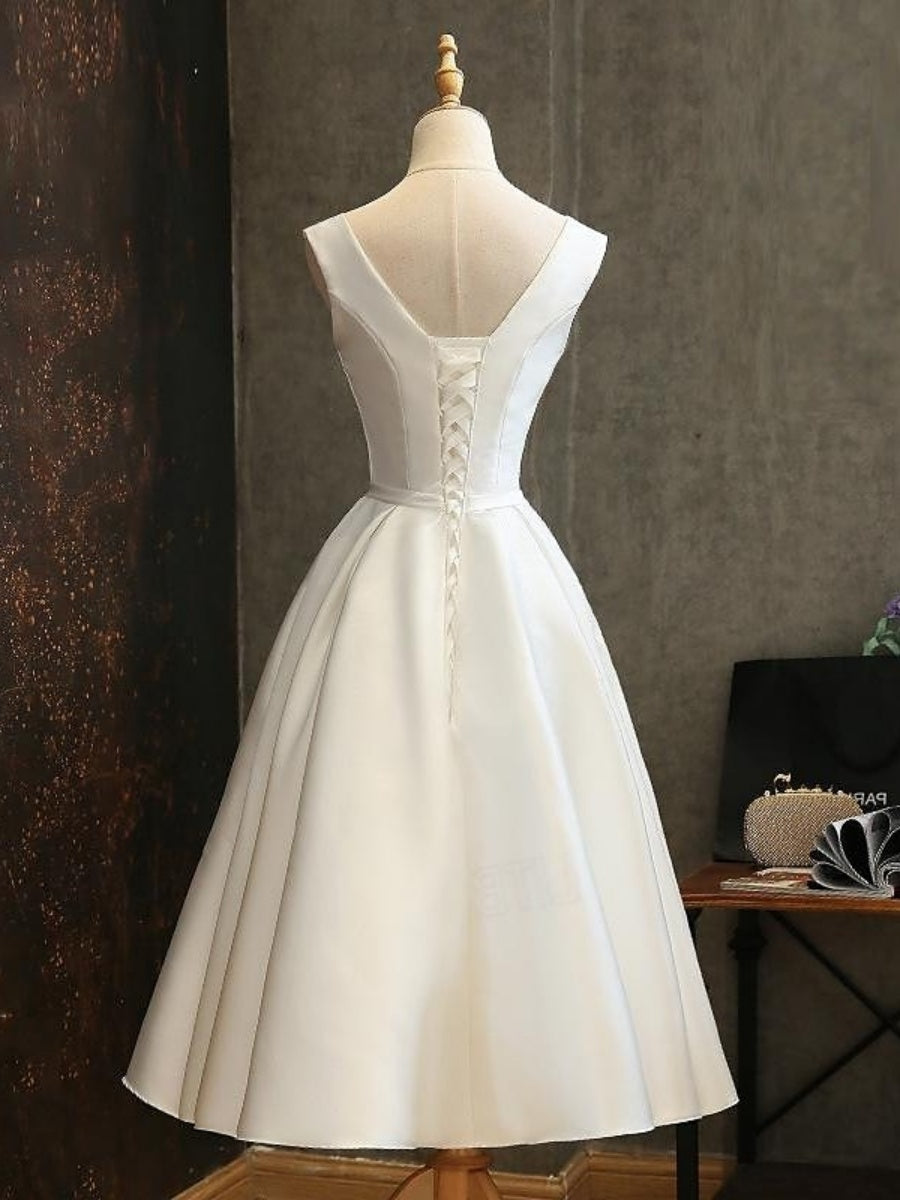 A-Line/Princess 1950s V-Neck Sleeveless Pleated Vintage Dresses with Bow Belt