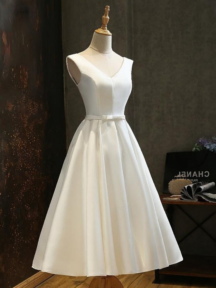 A-Line/Princess 1950s V-Neck Sleeveless Pleated Vintage Dresses with Bow Belt